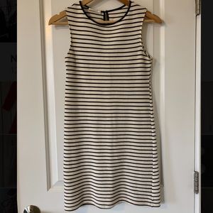 Navy and cream striped dress